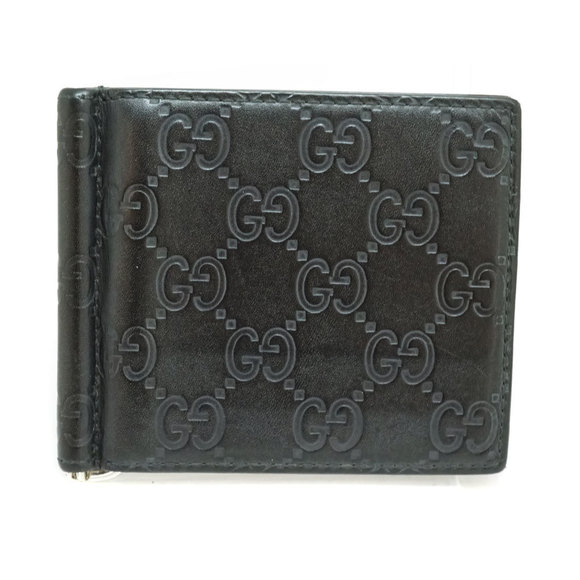 Gucci Bill Wallet Leather Bifold Black GG - Picture 1 of 8